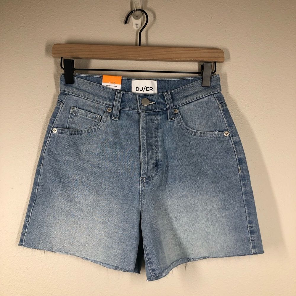 NWT DU/ER Women’s Midweight Performance Denim High Rise Shorts Stretch Size 25